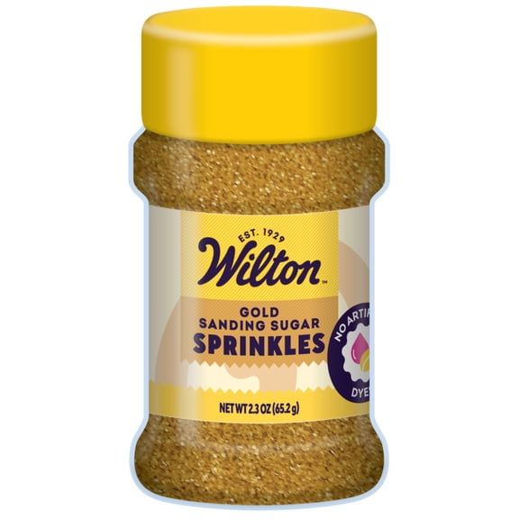 Wilton Gold Decorative Sanding Sugar Sprinkles Large Crystal Edible Sugar for Baking, Cookie Decorating & Drink Rims, 8oz Bottle