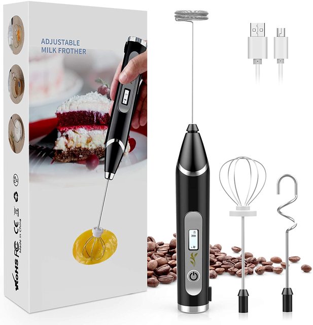 Modes Electric Handheld Milk Frother Blender With USB Charger Bubble Maker Whisk Mixer For