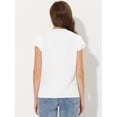 thumbnail image 3 of Unique Bargains Women's Summer Office Tops V-Neck Solid Color Chiffon Blouse M White, 3 of 6
