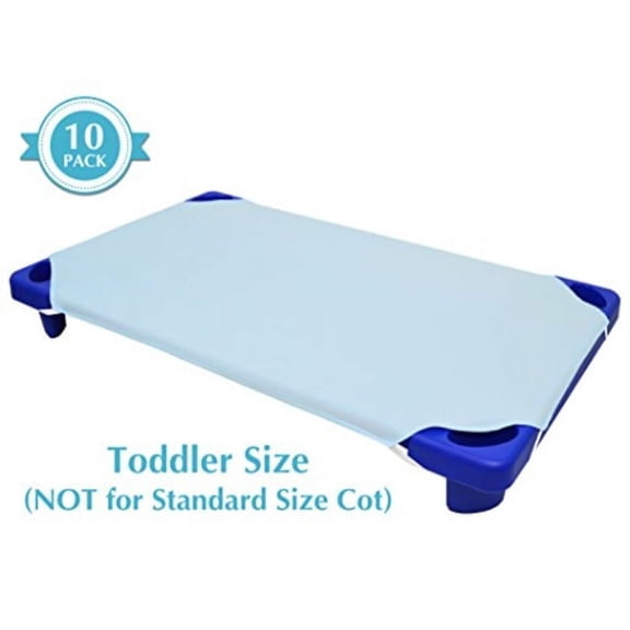 american baby company 10-piece 100% natural cotton percale toddler daycare/pre-school cot sheet, blue, 23" x 40", soft breathable, for boys and girls