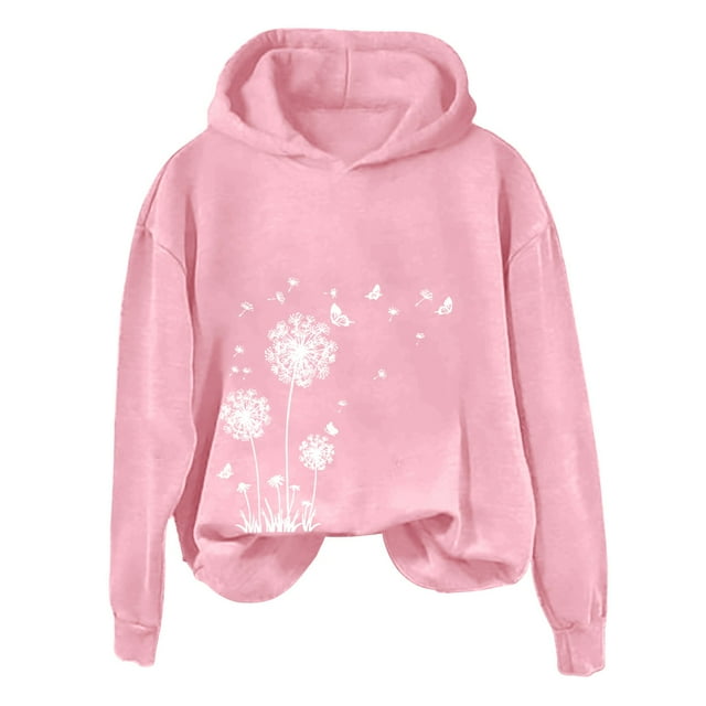 WZXFASHION Chandail à Capuche Décontracté Imprimé Pissenlit Automne Hiver pour Femmes Soldes Halloween/noël