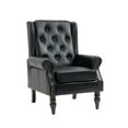thumbnail image 6 of MOONMISS Mid-Century Leather Upholstered Tufted Nailhead Wood Frame Armchair for Living Room-Black, 6 of 6