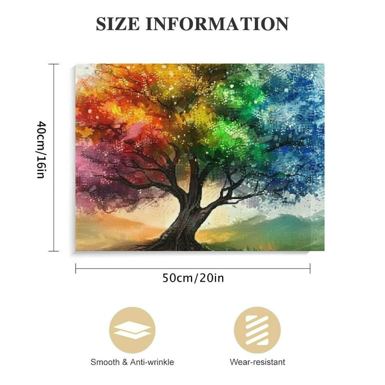 JOSUE Painting And Tree Of Life Modern Canvas Wall Art Orange,Blue Picture For Living Room Bedroom Home Office Wall Decor-40x60cm Unframed