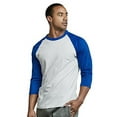 thumbnail image 3 of Men's 3/4 Sleeve Casual Raglan Jersey Baseball Tee Shirt (M, Royal Blue/White), 3 of 4