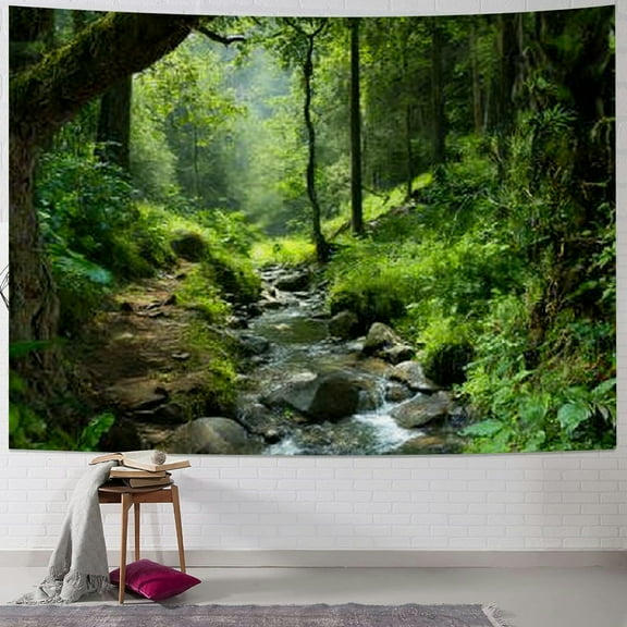 BCIIG Stream Forest Path Tapestry Wall Hanging Unique Style Art 40x30inch