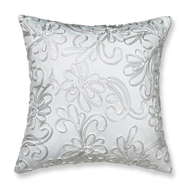 Violet Linen VL-69622-Chantilly-Cus-Wht Housse de Coussin, 18 Pouces x 18 Pouces, Blanc