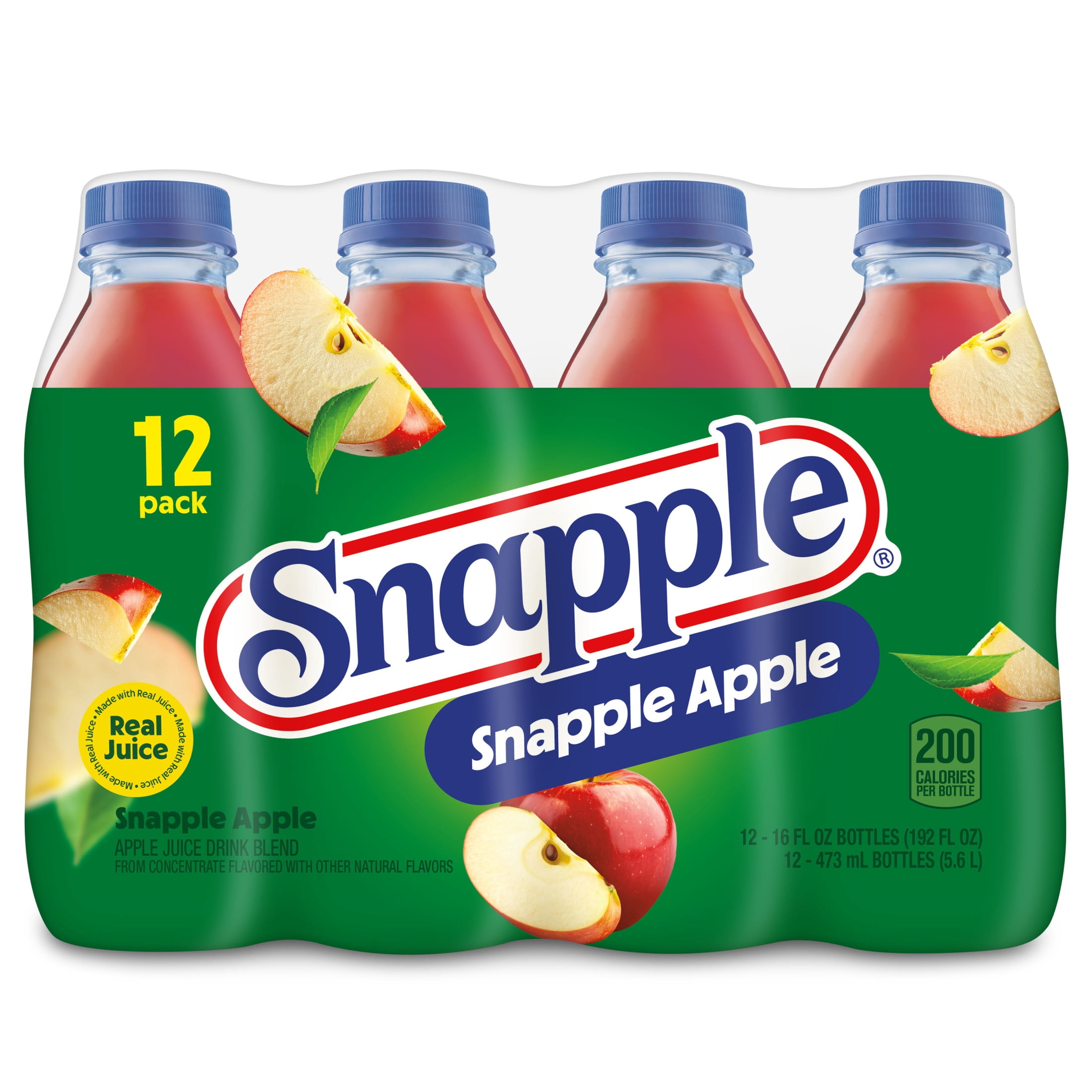 Snapple Apple Juice Drink, 16 fl oz, 12 Count Bottles