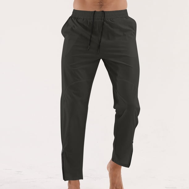Puntoco Pantalones deportivos y de ocio para hombre, de secado rápido, holgados y transpirables, de color sólido, con cordón para actividades al aire libre