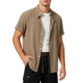 thumbnail image 3 of Bxsruta Men's Summer Casual Short Sleeve Button Front Shirt Lightweight Breathable Polyester Spandex, 3 of 8