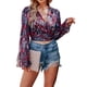 thumbnail image 2 of SAYOO Blusas de Manga Larga para Mujer, Floral/Geometría/Blusa de Cuello en V con Estampado de Leopardo, Tops Simples Elegantes Informales SAYOO casual, 2 of 9
