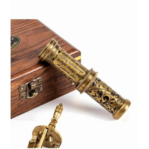 new | Best Handmade Brass Kaleidoscope Gift for Everyone with Leather Case- Birthday Gift
