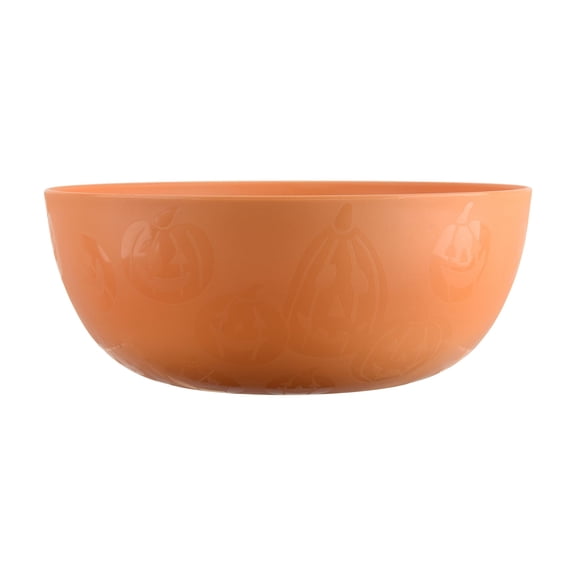 Mainstays 38 Ounce Round Plastic Etched Pumpkin Bowl, Orange