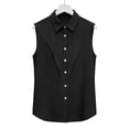 thumbnail image 6 of LNWUY Cotton Linen Shirts for Women Sleeveless Collared Tops Oversized Button Up Blouse Work Shirts Tank Casual Summer Tshirt Black M, 6 of 7