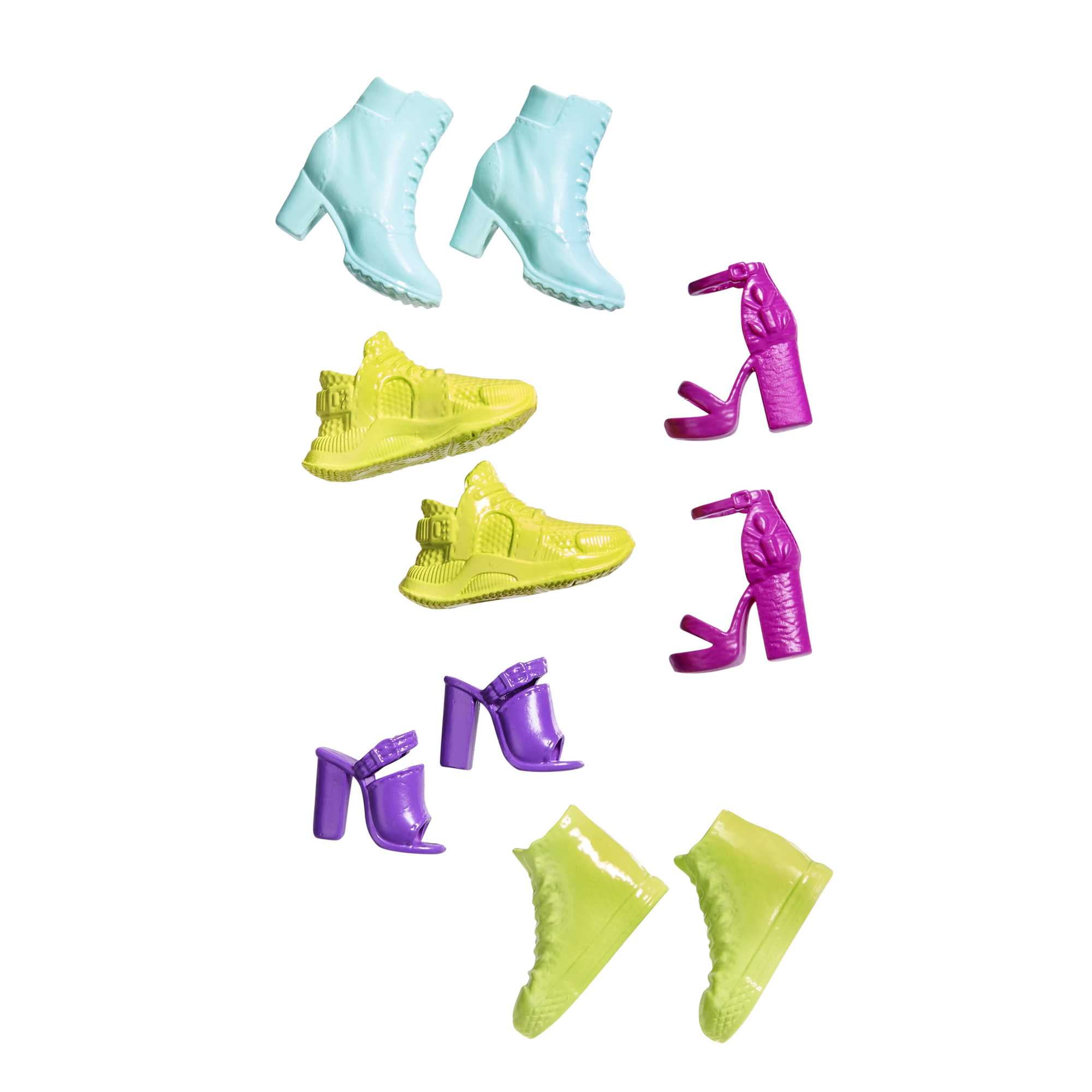 Barbie Shoe Pack, Resealable Package, 5 Pairs of Shoes in Different Colors & Styles: Heels, Boots, Sneakers, Fits Most Body Types, 3 & Up, Ages 3+