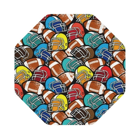 

Gaeub American Football Print 6 Pcs Leather Coasters for Drinks Drink Coasters Sets Drink Table Cup Coasters for Living Room Kitchen Coffee Decor Octagon