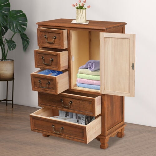 5 Drawers Dresser Wooden Storage Dressers Chests of Drawers for Bedroom Home
