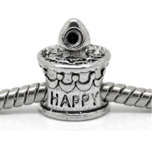 Happy Birthday Cake Bead European Bead Compatible for Most European Snake Chain Charm Bracelet