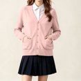 thumbnail image 4 of TARIENDY Girls Cardigan Sweaters Years 5-17,Cotton Long Sleeve School Uniform Sweater,Button Down V Neck Cardigans,Spring Fall Casual Outerwear Watermelon Red 7 Years, 4 of 7