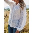 thumbnail image 4 of Chemise Femme, Chemise Femme Blanche à Franges Col Rabattu Manches Lanterne Boutonnée devant Blouse Décontractée, 4 of 8