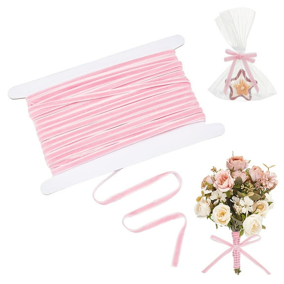 50 Yards Single Face Velvet Ribbon Pearl Pink 1/4 inch(6.5mm) Velvet