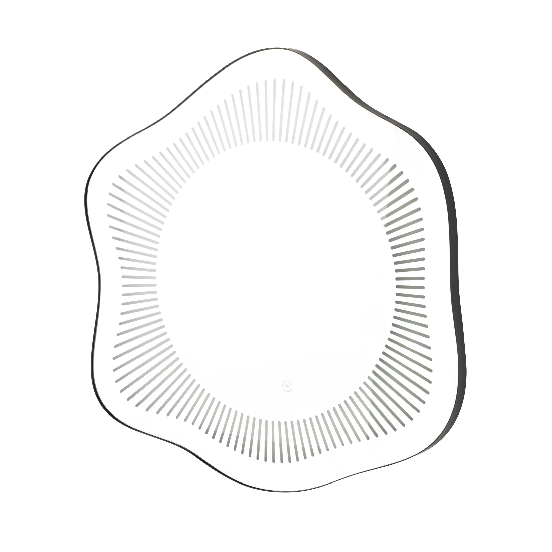 DecMode 29" x 30" Silver Wavy LED Abstract Wall Mirror with Radial Pattern