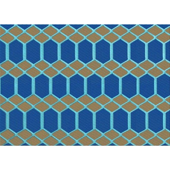 Ahgly Company Machine Washable Indoor Rectangle Transitional Azure Blue Area Rugs, 3' x 5'