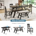 thumbnail image 4 of 6-Piece Counter Height Dining Table Set with Storage Shelf, Wood Kitchen Table Set with Upholstered Bench and 4 Chairs, Rustic Style Dining and Kitchen Table Sets for 6, Espresso+Beige Cushion, 4 of 7