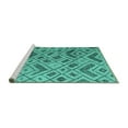 thumbnail image 2 of Ahgly Company Machine Washable Indoor Square Abstract Turquoise Blue Modern Area Rugs, 3' Square, 2 of 4