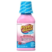 Pepto-Bismol Cherry Max 5 Symptom Medicine - Including Upset Stomach & Diarrhea Relief 8 Oz