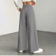 thumbnail image 4 of Women's Casual Wide Leg Pants, High Waist Loose Slimming Solid Color Long Trousers, Comfort Fashion Bottoms for Office, Travel and Daily Wear,Gray,2XL, 4 of 6