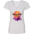 thumbnail image 3 of Inktastic Daytona Beach Florida Sunset Women's V-Neck T-Shirt, 3 of 5