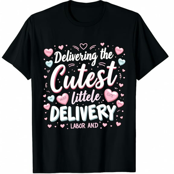 Labor and Delivery Nurse Valentine's Day L&D Nurse Valentine Graphic Black T-Shirt for Men and Women