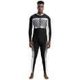 thumbnail image 2 of TiaoBug Racer Driver Cosplay Bodysuit for Mens Long Sleeve Plaid Jumpsuit Cheerleading Uniform Black L, 2 of 4