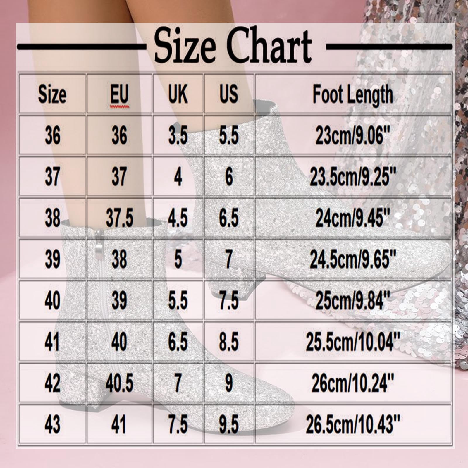 Miluxas Women's Sequins Glitter Chunky Heel Ankle Boots Sparkly Wedding Bridal Party Dress Shoes Block Low Heel Side Zipper Booties Silver 9.5(43)