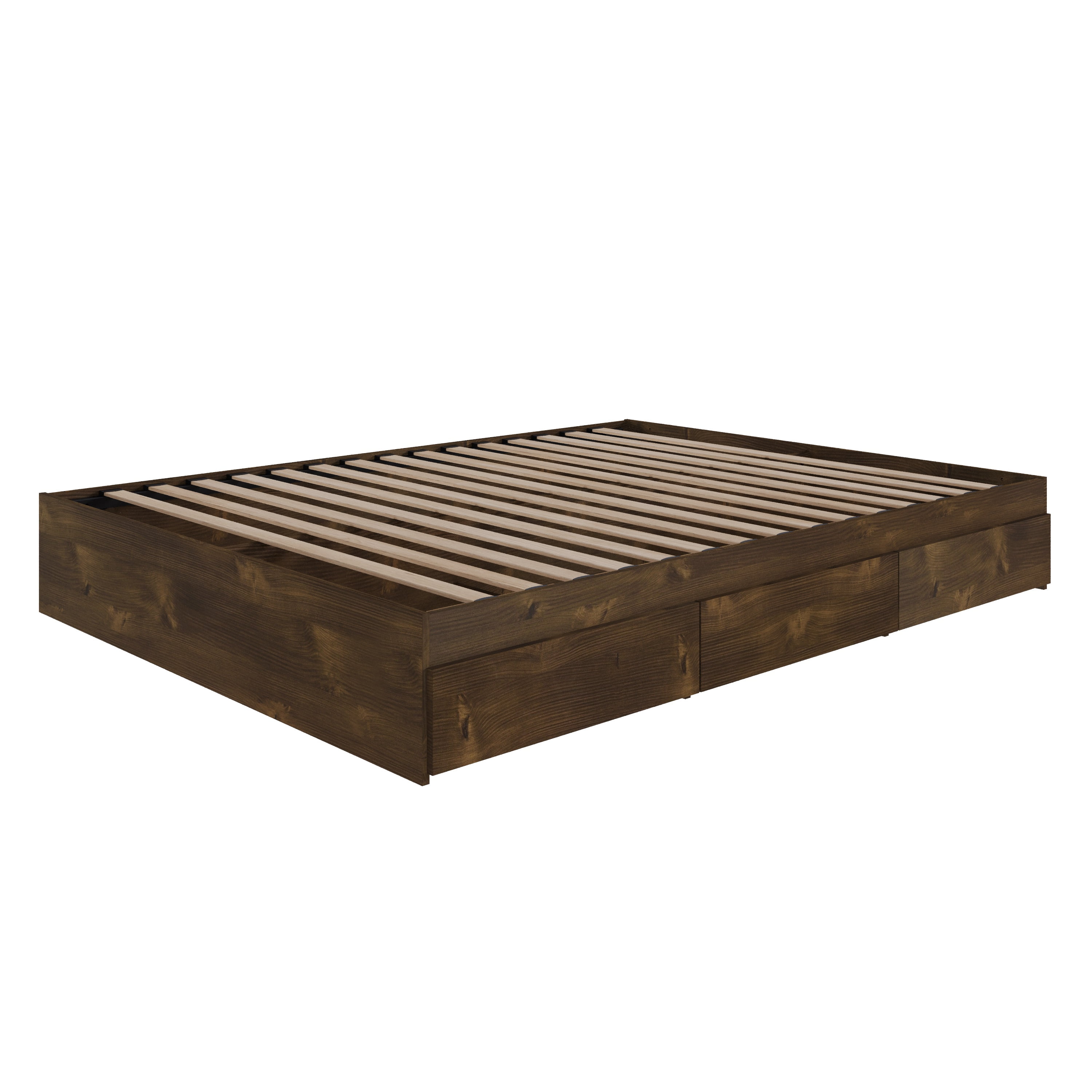 Nexera Full Size Storage Wood Bed Frame with 3 Drawers, Truffle