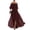Wine, variant on Women's Off The Shoulder Maxi Dress, Sexy Pleated Chiffon Evening Gown with High Slit, Elegant Puff Sleeve Formal Party Dress