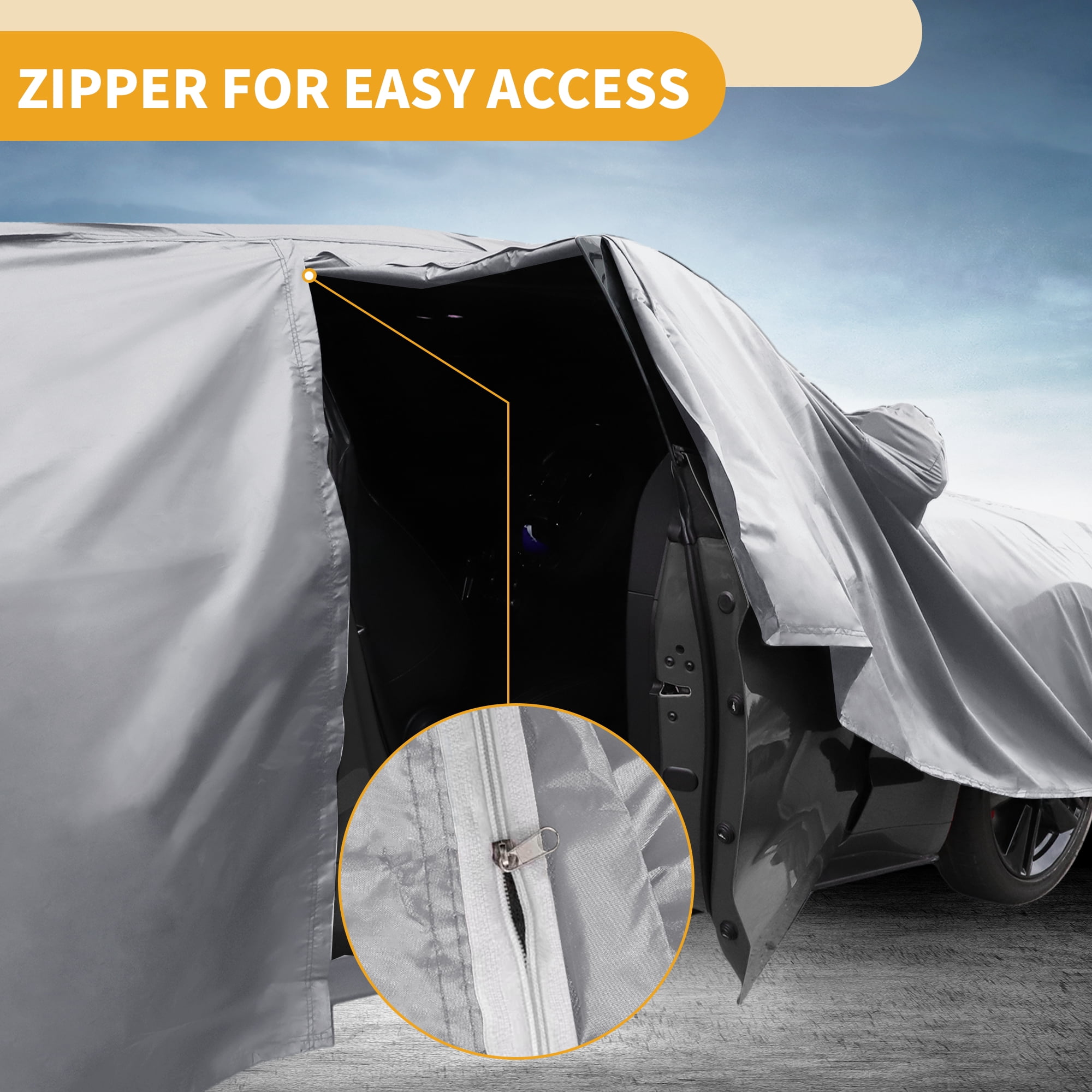 Unique Bargains Universal Waterproof Car Cover Silver Tone 185.04"x70.87"x49.21"