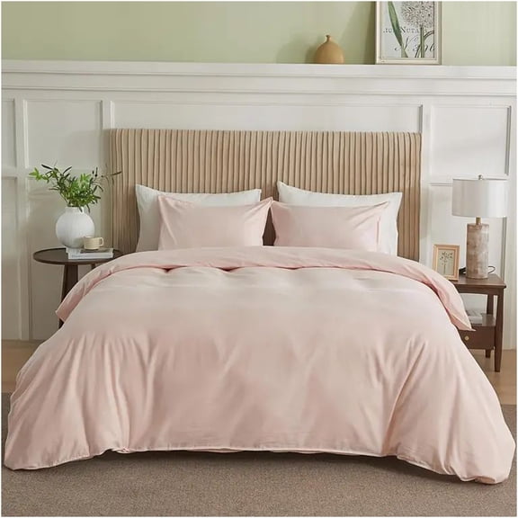JERFIT King Size Duvet Cover Set, 100% Cotton Pink Bedding Set with Zipper Closure, 3-Piece Soft & Breathable Hotel Luxury Comforter Cover