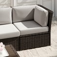 thumbnail image 6 of Martha Stewart Indoor-Outdoor Modular Patio Sectional Sofa Corner Seat in Brown Rattan Wicker with Tan All-Weather Cushions, 6 of 12