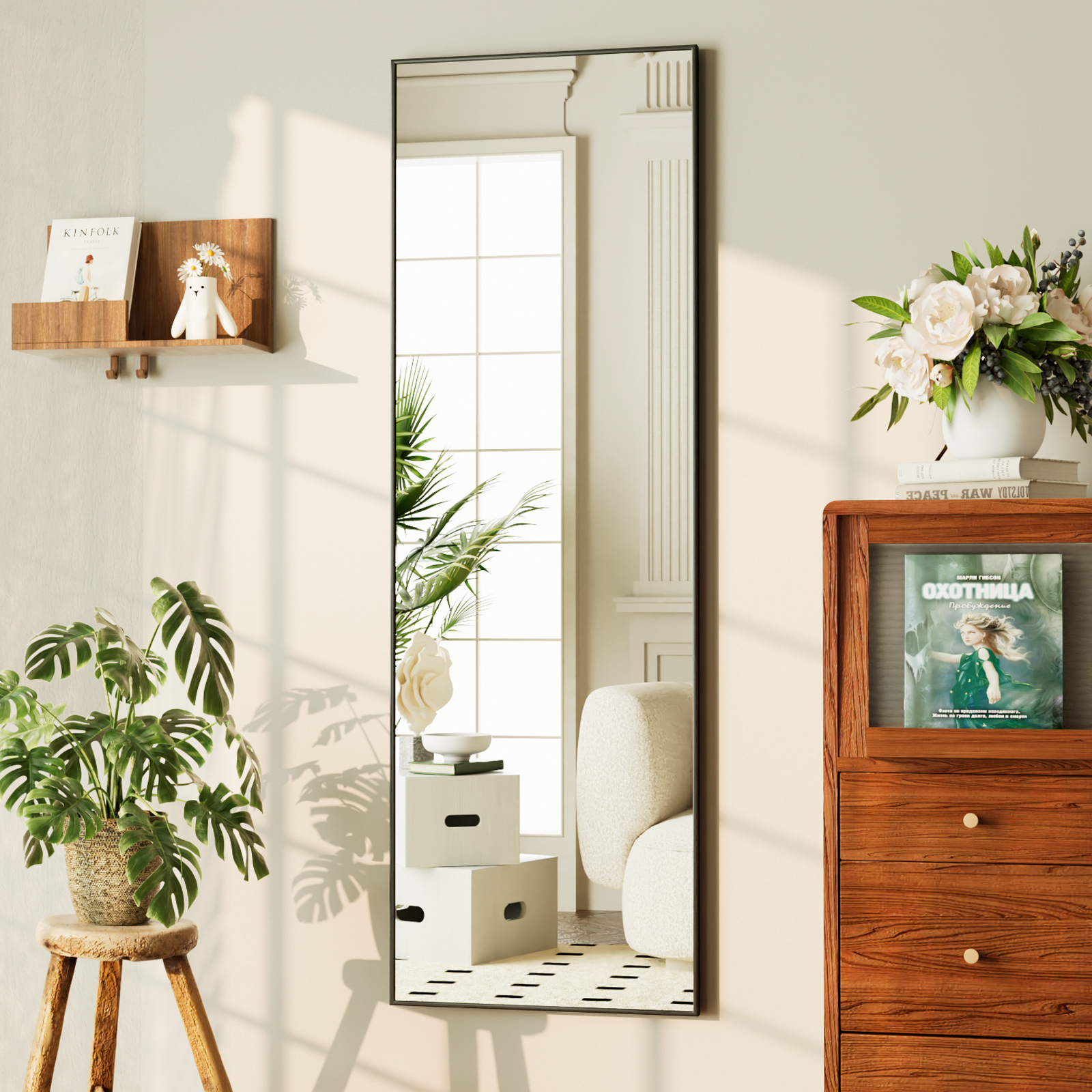 Beautypeak Full-Length Door Mirror, Black, 48x14 photo 7