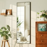 BEAUTYPEAK 48x 14 Full Length Door Mirror Hanging Wall-Mounted Mirrors, Black