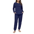 thumbnail image 3 of Vetsdori Pockets Pajamas Sets for Women Fleece Nightwear Home , Long Sleeved Tops and Pants Womens Pajamas 2 Pieces, 3 of 6