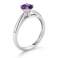 thumbnail image 3 of Gem Stone King 10K White Gold Purple Amethyst Solitaire Engagement Ring for Women (0.48 Cttw, Round 5MM, Available in Size 5, 6, 7, 8, 9), 3 of 4