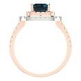 thumbnail image 4 of 2.62 ct Emerald Cut Natural London Blue Topaz with Simulated Diamond Halo Accents 18K Rose/White Gold Womens Engagement Ring, 4 of 5