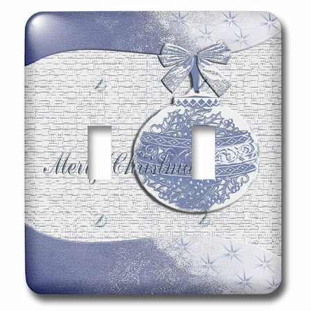 Blue Holly Leaf Design - 3dRose Blue Holly Leaf Design Merry Christmas - Double Toggle Switch (lsp_34349_2)