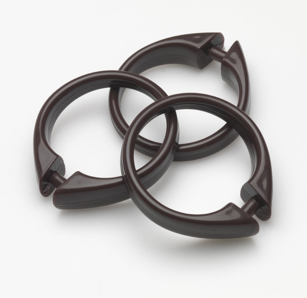 Brown Set of 12 EasytoUse Plastic Snap On Shower Curtain Rings Size