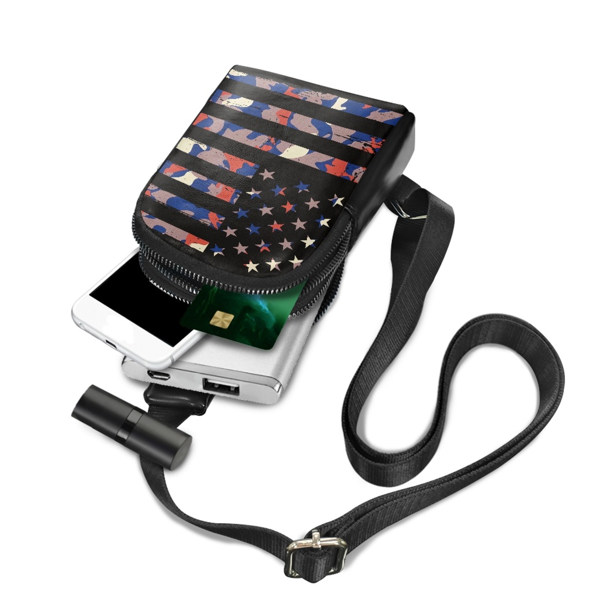 FOR U DESIGNS American Flag Crossbody Fanny Packs for Women Small Sling Bag Camo Shoulder Bag Travel Hiking Backpack Daypack PU Leather Chest Bag with Adjustable Strap