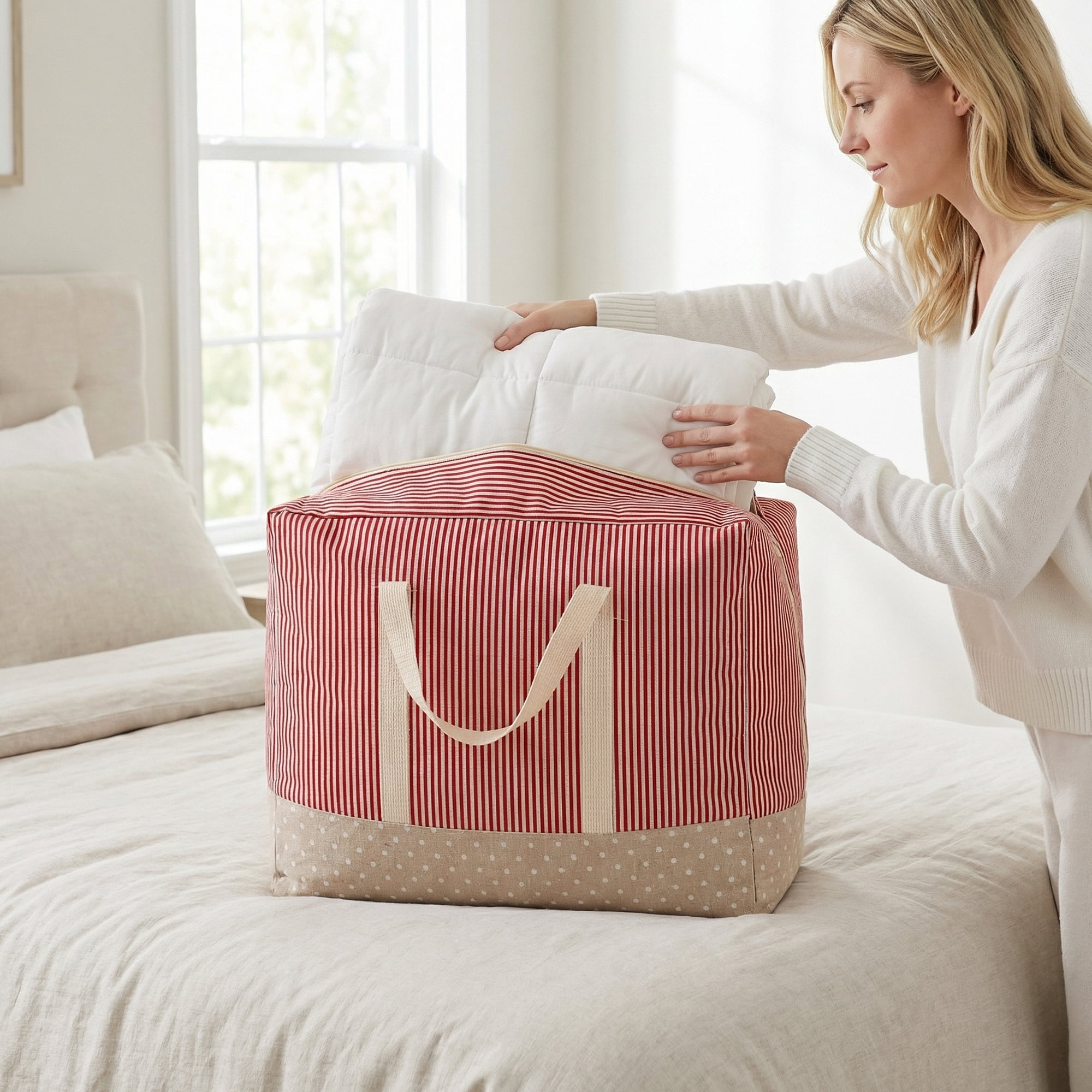 Unique Bargains Clothes Storage Bag for Closet Organizer Red 18.9"x13.8"x9.8"
