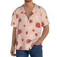 thumbnail image 3 of Honeii 's Strawberries for men's short-sleeved button-up collared shirt featuring a pocket, perfect for beach vacations, and travel adventures., 3 of 5