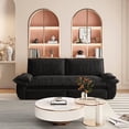 thumbnail image 3 of TICOZE 73.2 Inch 3 in 1 Black Velvet Convertible Sleeper Sofa Bed, Queen Size Pull Out Bed with Chaise Lounge, Sturdy Steel Frame for Living Room and Guest Room, 3 of 11